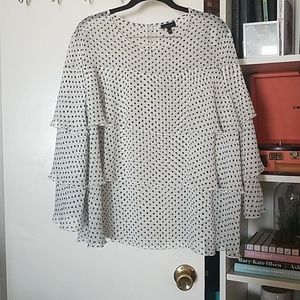 Who What Wear polka dot chiffon ruffle blouse